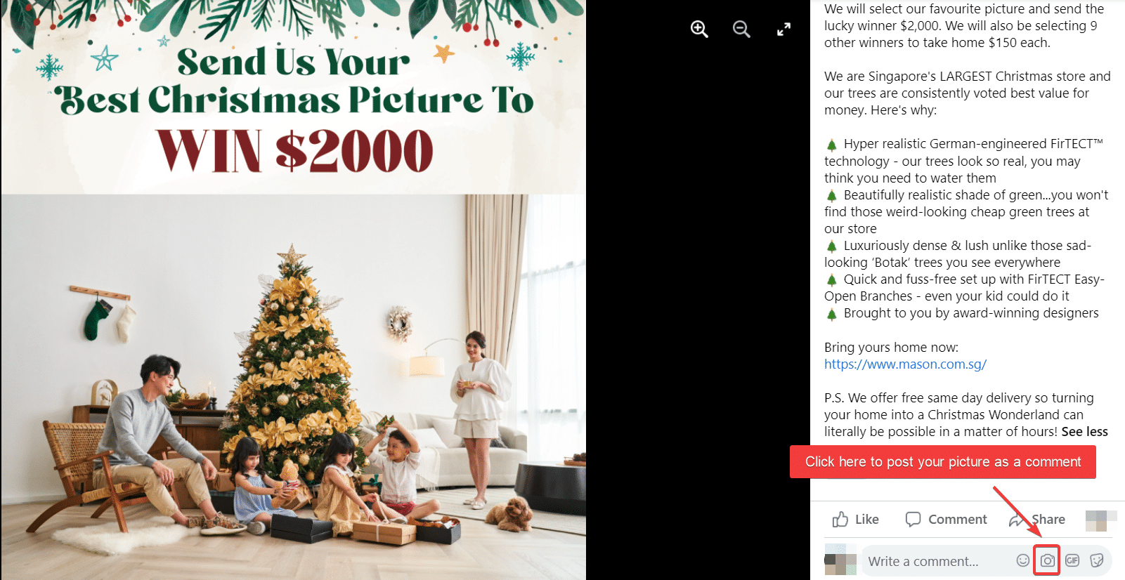 Leave comment on FB post