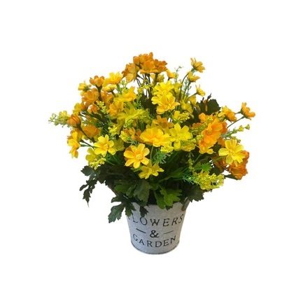 Artificial Yellow Daisy - Zinc Pot by masons home decor singapore